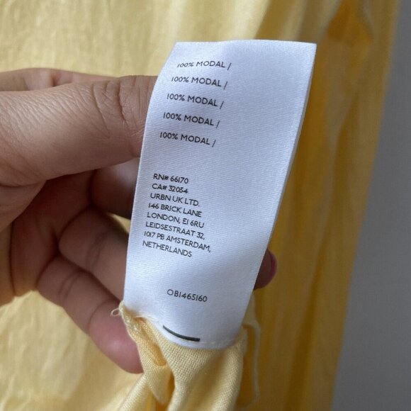 Anthropologie Pilcro Modal Yellow Ruched Sleeves Boho Semi Sheer Top Sz L - Picture 10 of 15